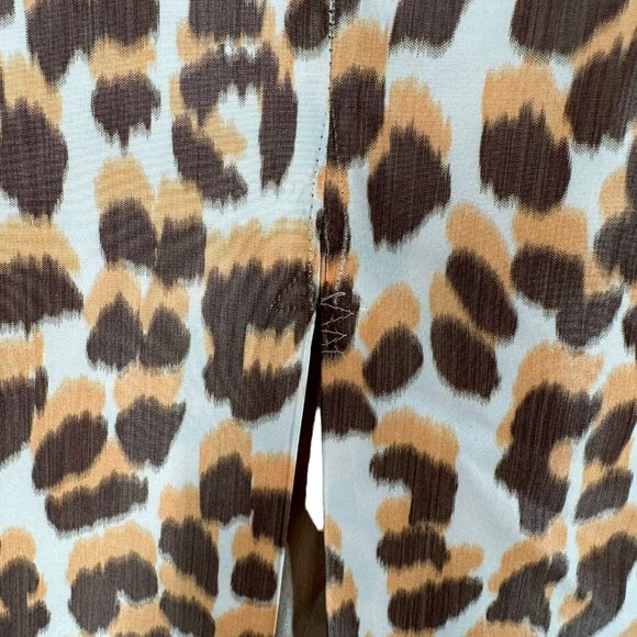 ROCHAS Yellow & Brown Leopard Print Silk Fitted Pencil Skirt Size 44 - Picture 7 of 9